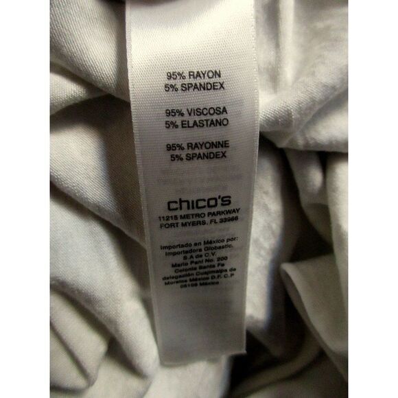 Chico's Metallic Wavy Stripe Gold White Top Sz 0 Ruched Sides Pullover Stretch - Picture 8 of 9